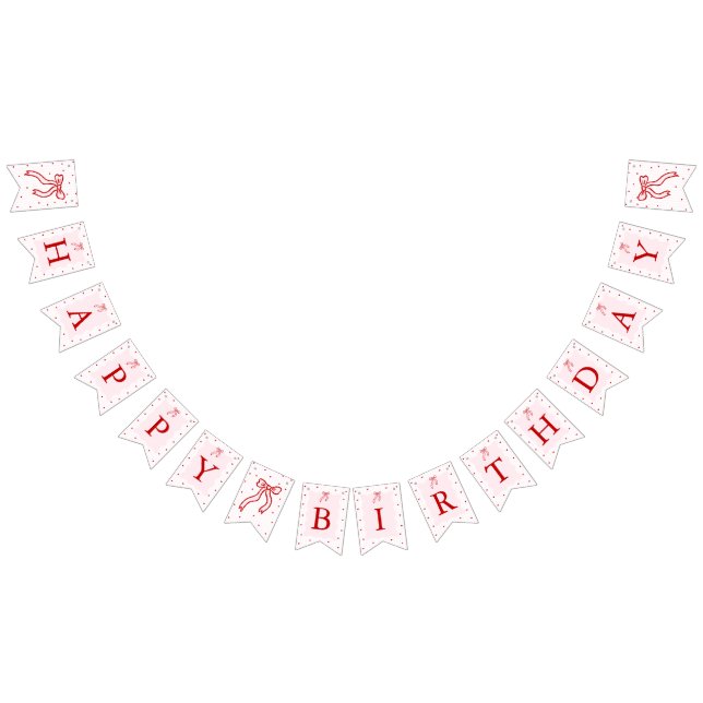 Pink Red Heart Little Sweetheart Happy Birthday Bunting (All)