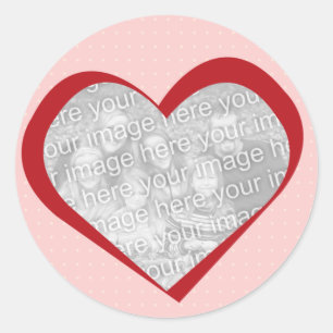 Pink red heart love custom photo Valentine seal
