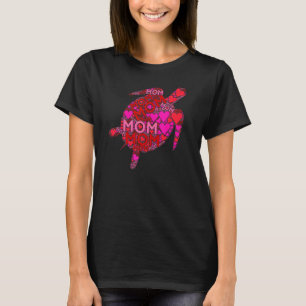 Pink Red Heart Love Mum Cute Sea Turtle Mama Moth T-Shirt
