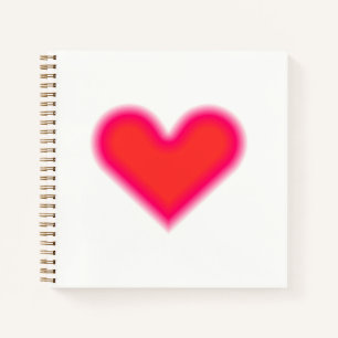 Pink Red Heart Optical Art White Notebook