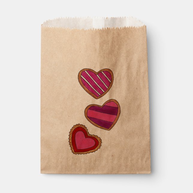 Pink Red Heart Sugar Cookies Love Valentine's Day Favour Bags (Front)