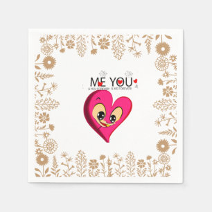  pink red heart valentine napkin