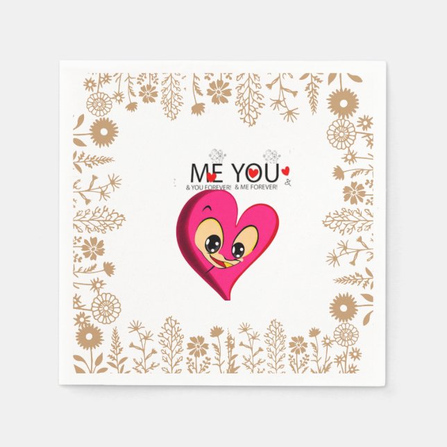  pink red heart valentine napkin (Front)