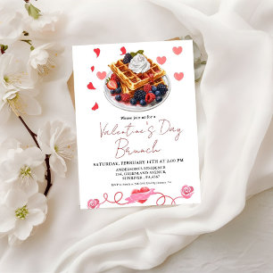 Pink & Red Heart  Valentine's Day Brunch Party Invitation