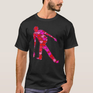 Pink Red Heart Valentines Day For Men Boys Bowlin T-Shirt