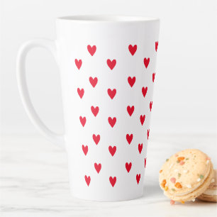 Pink Red heart Valentines Day themed Romantic Latte Mug