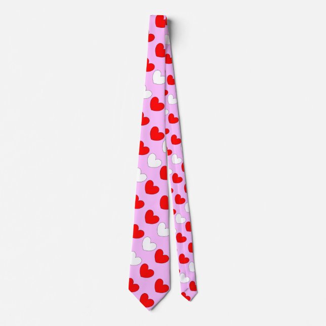 Pink Red Hearts Aflutter 4Jessie Tie (Front)