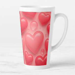 Pink & Red Hearts Bubble Pattern Latte Mug