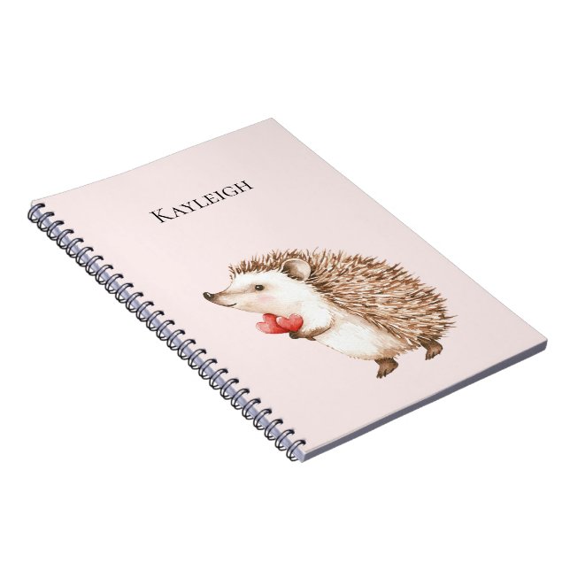 Pink Red Hearts Hedgehog Notebook (Right Side)