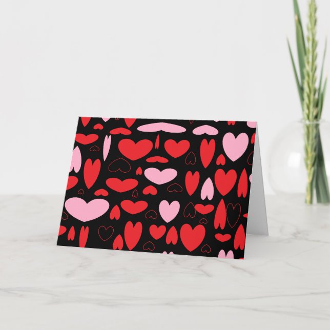 Pink & Red Hearts Holiday Card (Front)
