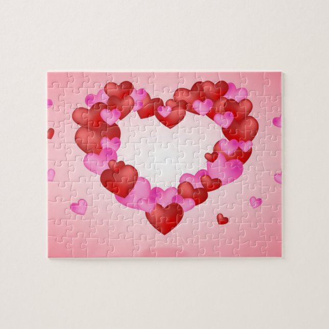 Pink Red Hearts Jigsaw Puzzle (Horizontal)