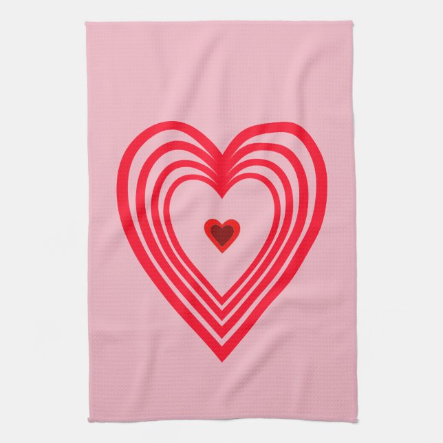 Pink Red Hearts Love Valentines Day 4Kate Tea Towel (Vertical)
