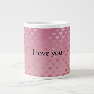 Pink Red Hearts Ombre Large Coffee Mug