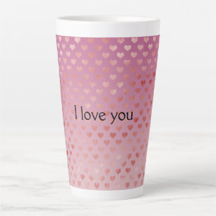 Pink Red Hearts Ombre Latte Mug