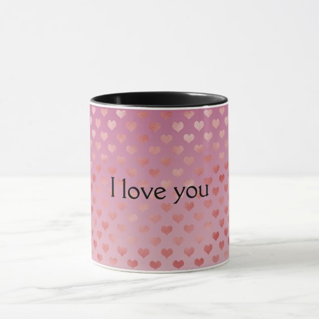 Pink Red Hearts Ombre Mug (Center)