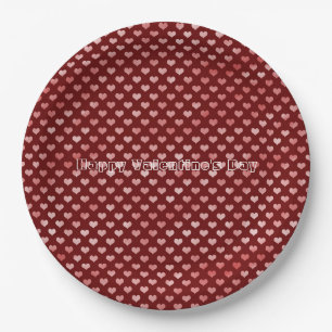 Pink Red Hearts Ombre Paper Plate