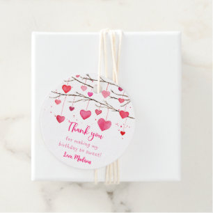 Pink Red Hearts Sweetheart Birthday Favour Tags