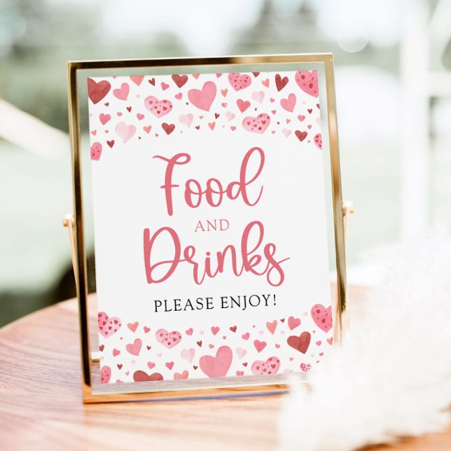 Pink Red Hearts Valentine Food and Drinks Sign (Creator Uploaded)