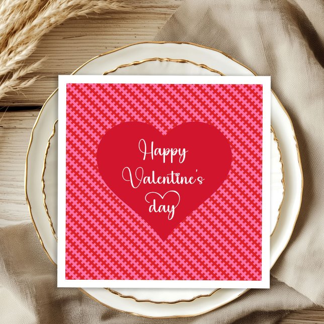 Pink Red Hearts Valentine Napkins Romantic Table  (Pink Red Hearts Valentine Napkins Romantic Table Decor)