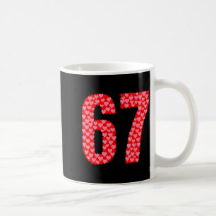 Pink red hearts valentines 67 six seven meme women coffee mug