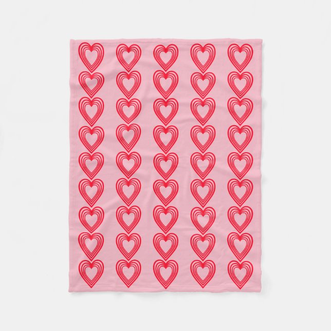 Pink Red Hearts Valentines Day 4Eva Fleece Blanke Blanket (Front)
