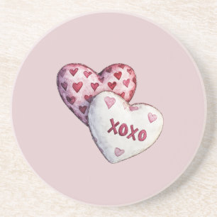 Pink Red Hearts XOXO Coaster