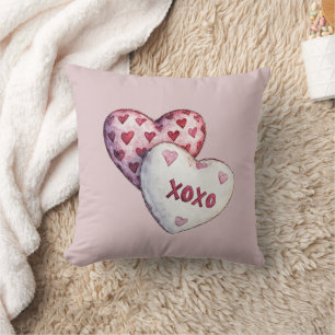 Pink Red Hearts XOXO Cushion