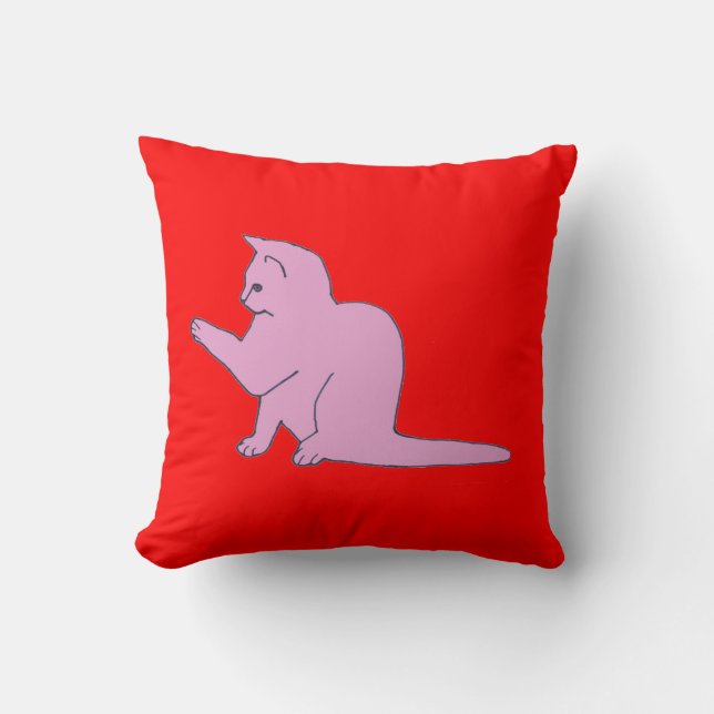 Pink & Red Kitties pillow (Front)