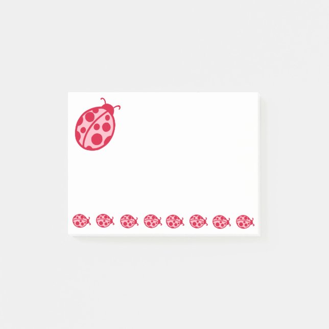 Pink Red Ladybugs Post It Notes (Front)