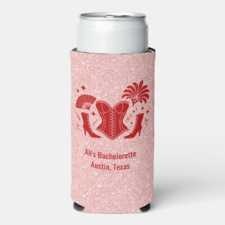 Pink + Red Las Vegas Showgirl Bridesmaid Seltzer Can Cooler
