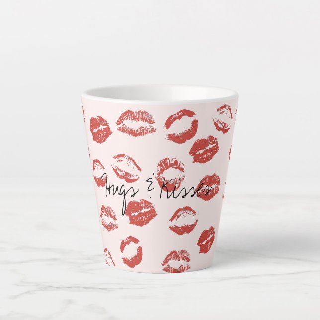Pink Red Lips Kiss Latte Mug (Front)