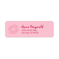 Pink red lipstick kiss return address label