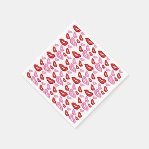 Pink Red Lipstick Prints Napkin