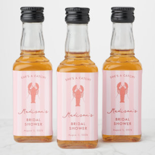 Pink Red Lobster She's A Catch Bridal Shower Favou Liquor Bottle Label