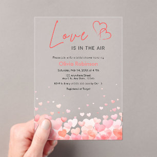 Pink & Red Love is in the Air Bridal Shower  Acrylic Invitations