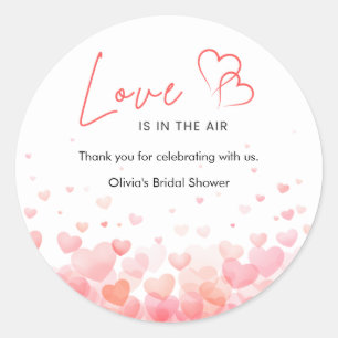 Pink & Red Love is in the Air Bridal Shower Classic Round Sticker