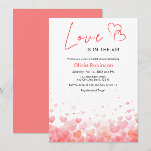 Pink & Red Love is in the Air Bridal Shower  Invitation