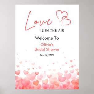 Pink Red Love is in the Air Bridal Shower Welcome  Poster