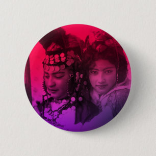 Pink Red Maghreb Ouled Naïl Berber Girl Female But 6 Cm Round Badge