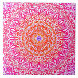 Pink red mandala tile
