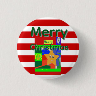 Pink Red Merry Christmas 3 Cm Round Badge