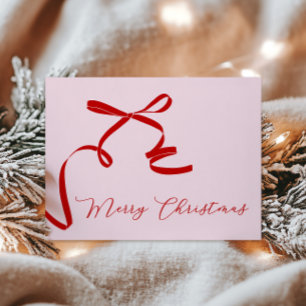 Pink Red Merry Christmas  Holiday Card