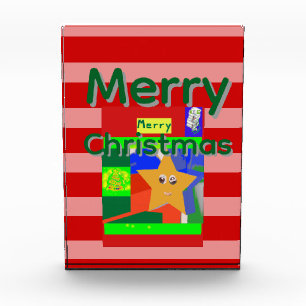 Pink Red Merry Christmas Photo Block