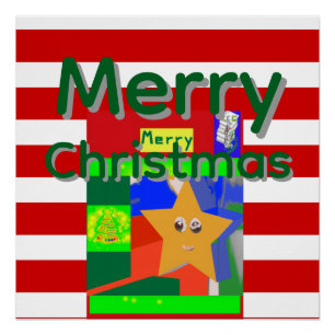 Pink Red Merry Christmas Poster