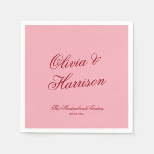 Pink Red Minimal Romantic Wedding Napkins