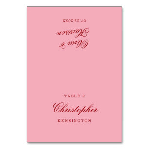 Pink Red Minimal Romantic Wedding Place Cards