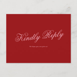 Pink Red Minimal Romantic Wedding RSVP Postcard