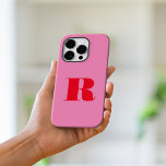 Pink Red Minimalist Modern Initial Bold Monogram iPhone 15 Pro Max Case<br><div class="desc">Pink Red Minimalist Modern Initial Monogram Phone Case. Create your own personalised iPhone Case with custom initial name.</div>