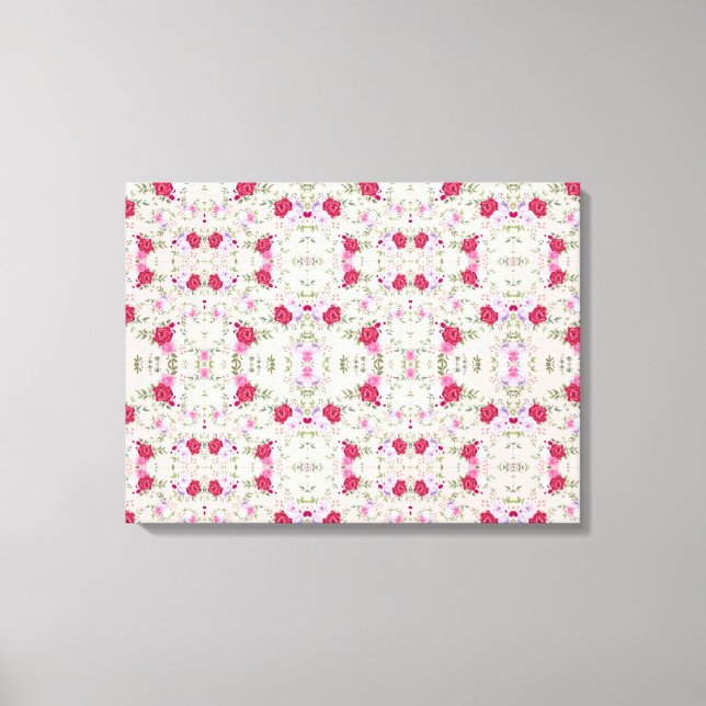Pink Red Modern Floral Art Pattern Canvas Print (Front)