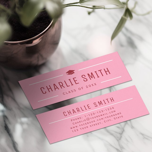 Pink Red Modern Typography Graduate Name Card (Pink Red Modern Typography Graduate Name Card)